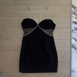 Black Diamanté Strap Dress